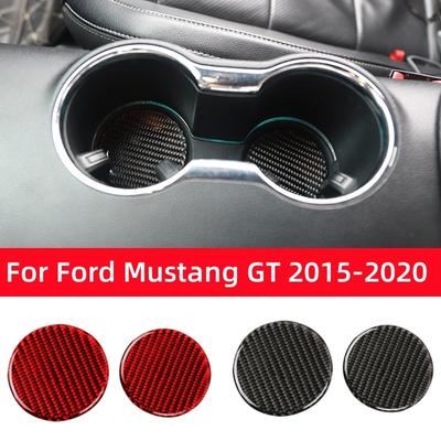 Для Ford Mustang GT 2015-2021 автомобильные аксессуары из углеродного волокна для салона автомобиля, прокладка для слота для стакана с водой, наклейка, декоративная наклейка