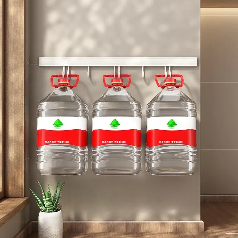 20/30/40/50cm White Kitchen Hook Holder No Punch Wall Hanging Rod Space Aluminum Row Hook Spatula Spoon Shovel Storage Rack