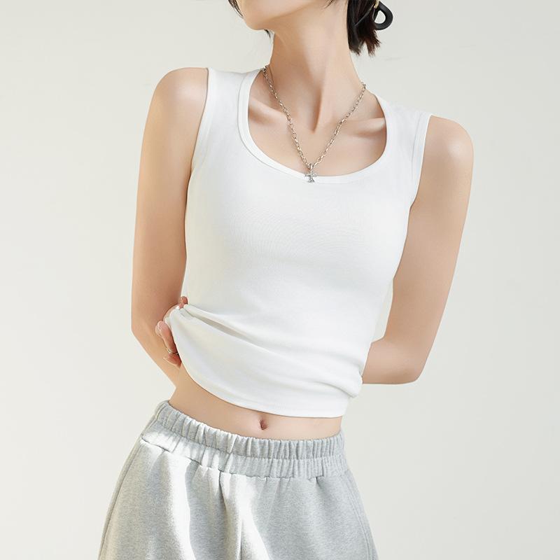 Стильная элегантность, мода, женский деловой повседневный жилет H349, майка-камисоль, женская летняя рабочая одежда с широкими плечами, облегающие белые топы