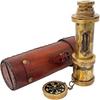 Nautical Brass Telescope Look Spyglass In Leather Box Monocular Scout Regiment Royal Navy Marine Décor Gift