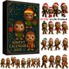 Bigfoot Advent Calendar 2025,24 Days of Festive 2D Flat Acrylic Bigfoot Figurines In Holiday Hats Sweaters Displayable Collectible Countdown Box