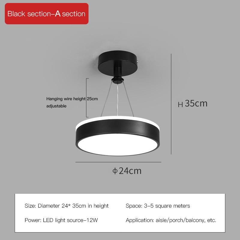 Круглая светодиодная люстра для прохода на крыльце, современный балкон, минималистичный потолочный подвесной светильник, золотисто-черный светильник из кованого железа