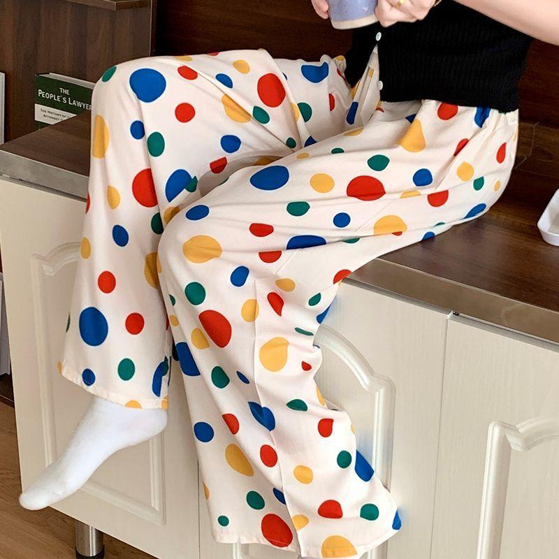 Летние женские хлопково-вискозные мягкие домашние брюки свободного кроя длиной до щиколотки с широкими штанинами и цветочным принтом