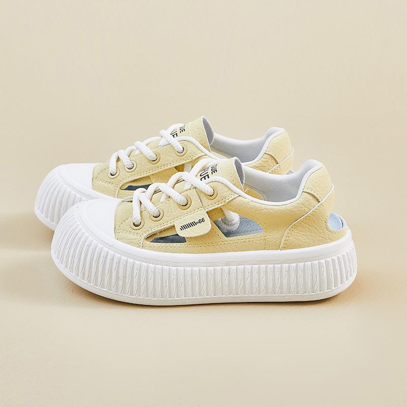 Модная женская обувь 2025 Лето Новые Дышащая сетка Полая Нескользящая Женские кроссовки на платформе Удобные Увеличение роста Повседневная обувь