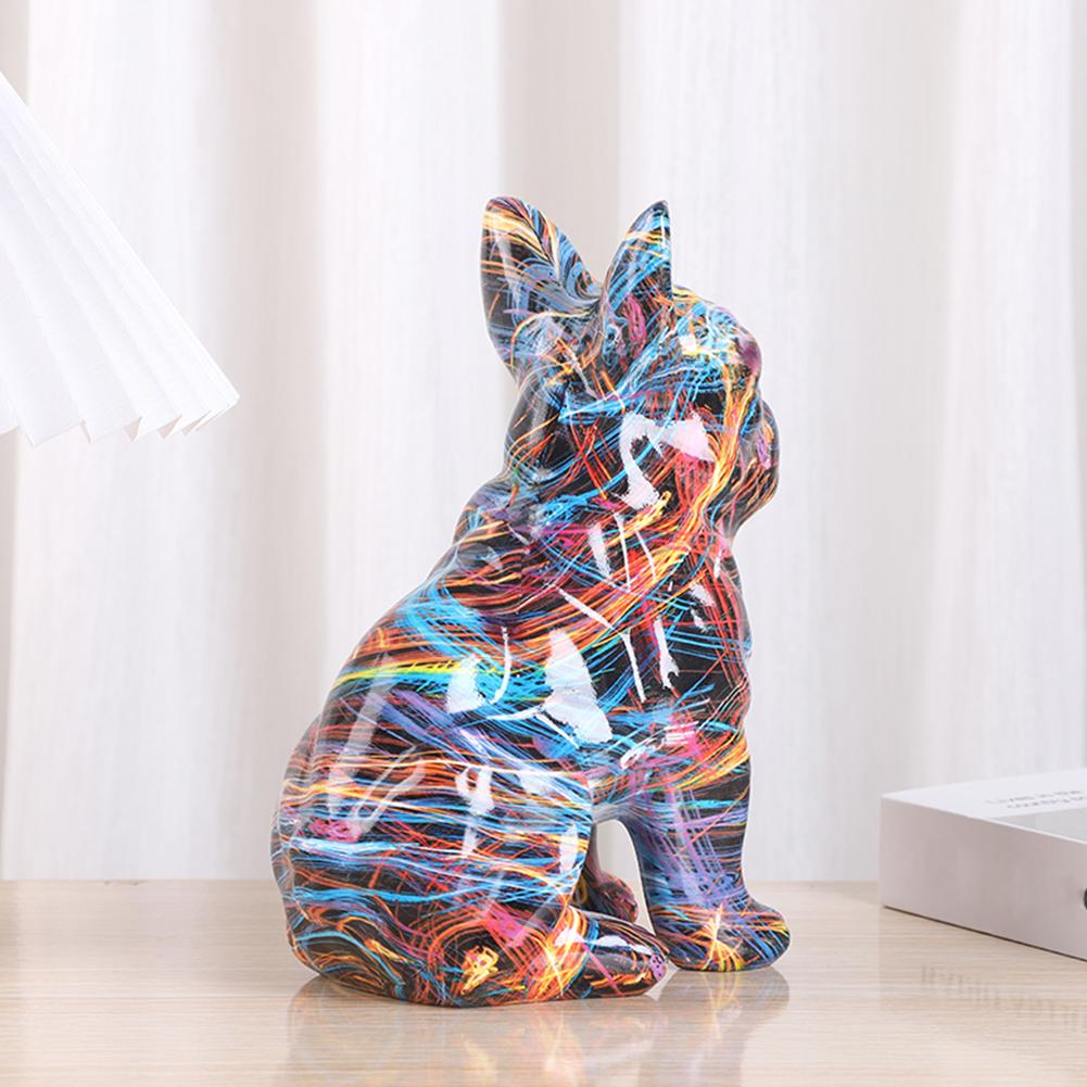 Bulldog Statue Dog Desktop Ornament Funny French Bulldog Figurine Creative Resin Puppy Figurine for Bookshelf Table TV Cabinet