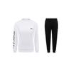 Round Neck Slim Fit Versatile Pullover Sweatshirt And Tapered Pants Casual Set Women Sweatshirt, Pants White Black AWDSD44-2+AKLTC39-1