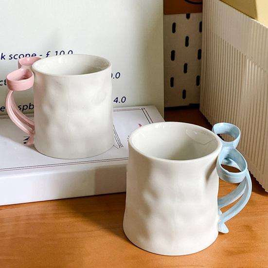 Керамическая кофейная кружка, элегантная чайная чашка для женщин, праздничная кружка с бантом и ручкой из ленты, кружка для горячих и холодных напитков, подарки на день рождения Святого Валентина