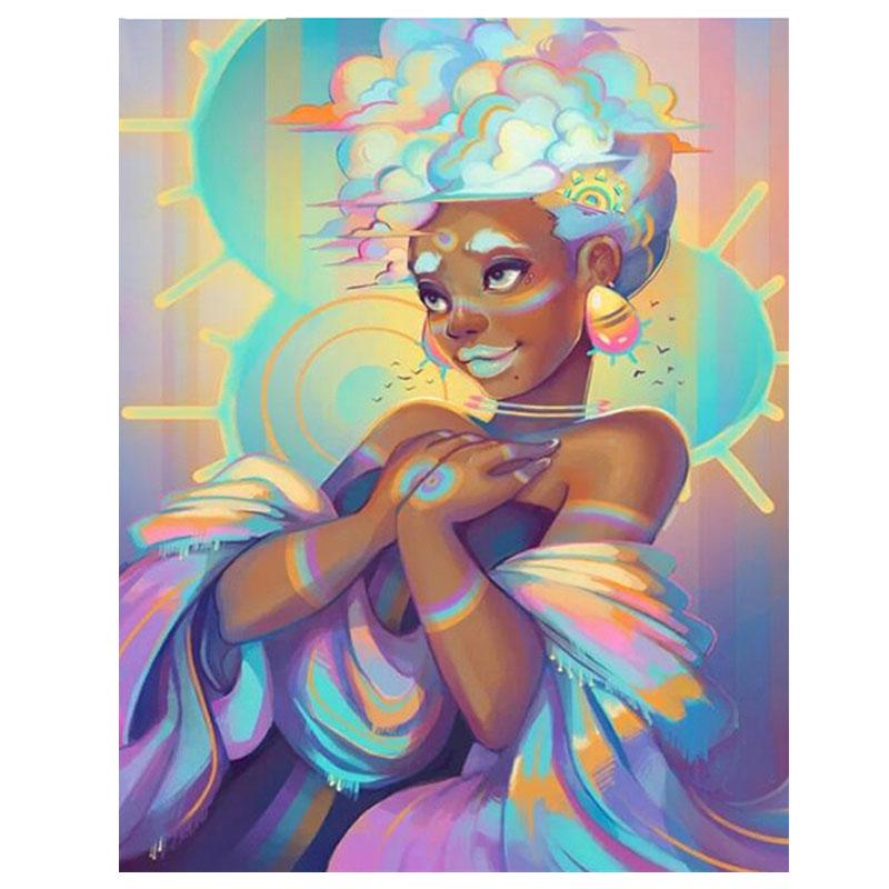 Diamond Embroidery African Woman Diamond Painting Needlework Full Round Cross Stitch