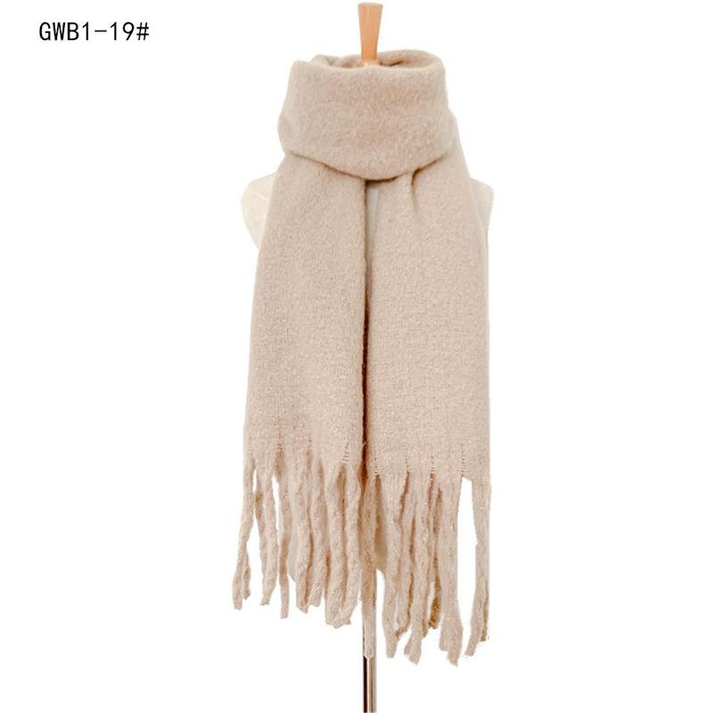 Thickened Men's Solid Color Thick Tassel Warm Circle Sand Scarf Women's Shawl Keep