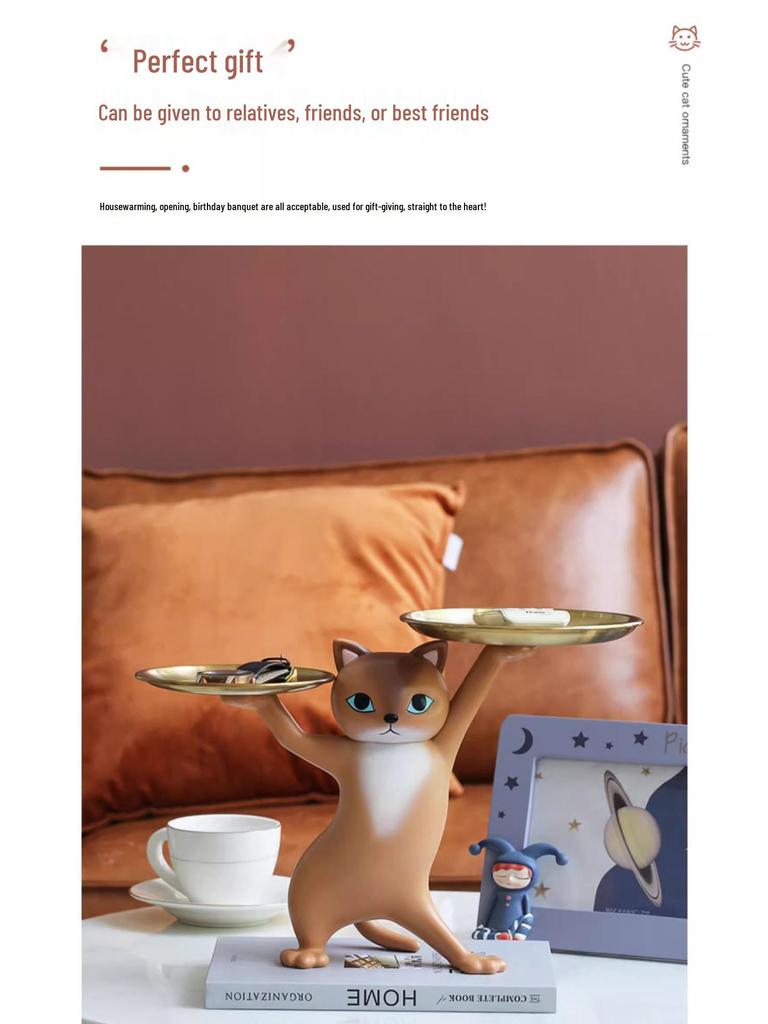 Креативный поднос для песочной скульптуры кота: Мультяшный органайзер для ключей и украшение для гостиной или прихожей, идеальный подарок на новоселье