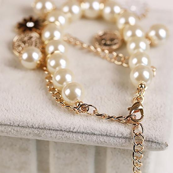 Horse Flower Charm Women Bracelet Faux Pearl Party Bangle Gift Jewelry