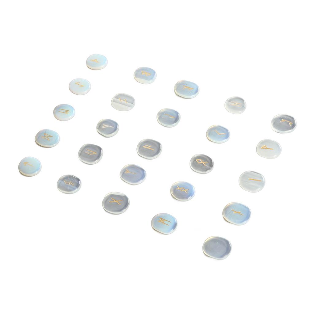 Набор из 25 натуральных рунических камней, изысканные руны, резьба, медитация, набор камней для молитвы, гадания