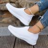 Women's Breathable Flyknit Sneakers Comfortable Slip-On Walking Shoes Lightweight Casual Athletic Mesh Shoes