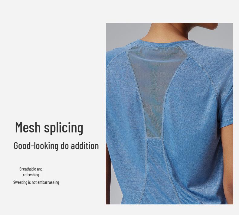 Women's Breathable Quick-Dry Mesh Short Sleeve Yoga Top – Loose Fit Fitness Training T-Shirt