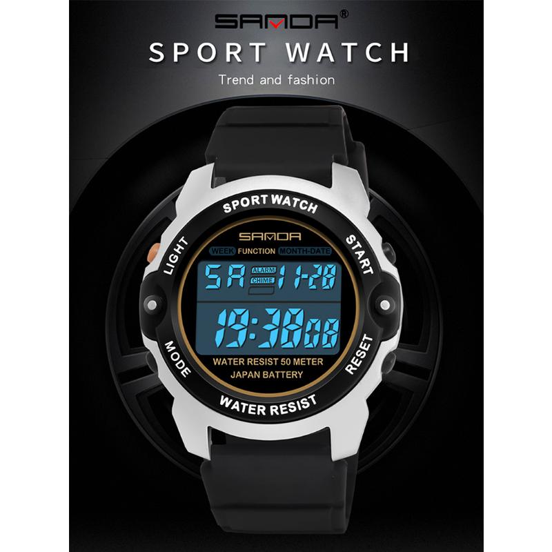 SANDA Новые студенческие спортивные электронные часы, мужские молодежные многофункциональные уличные часы, часы для мальчиков