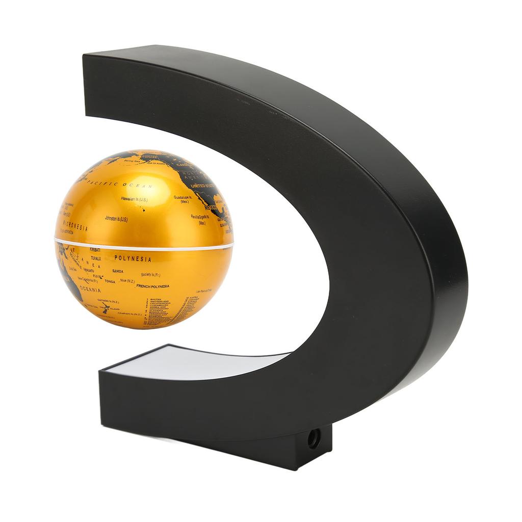 Magnetic Levitation Globe Golden Built In LED Frosted Texture C Shaped 3in 12V 1A Magnetic Levitatio