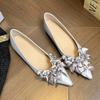 Модные Элегантные Женские Шелковые Балетки с Цветочным Принтом, Офисные Туфли, Слипоны, Женские Лоферы с Острым Носком, Повышенный Каблук, Хрустальные Балетки