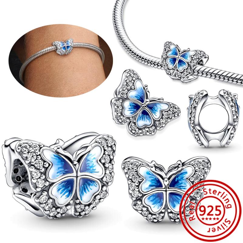 925 медь Пчела Гусеница Бабочка Стрекоза Божья коровка Четырехлистный клевер Шармы-талисманы Подходят для браслета Pantaro Изысканный циркон Подарок