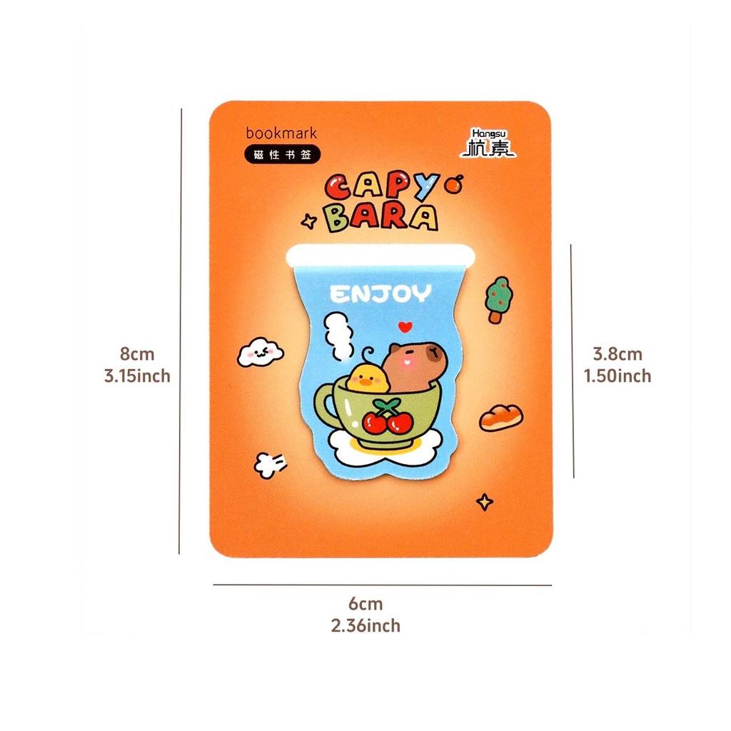 4pcs Capybara Bookmarks Set for Books Cartoon Magnetic Page Clips Holder Marker Unique Reading Gift