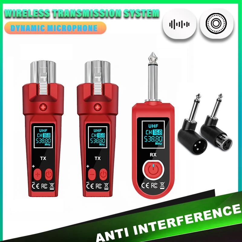 UHF Wireless Converter Dynamic Condenser Universal Recharge XLR Transmitter and Receiver for Mic Audio Mixer Guitar