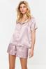 Women's Fashion New Pajama Set Pink Satin Woven Pajama Set