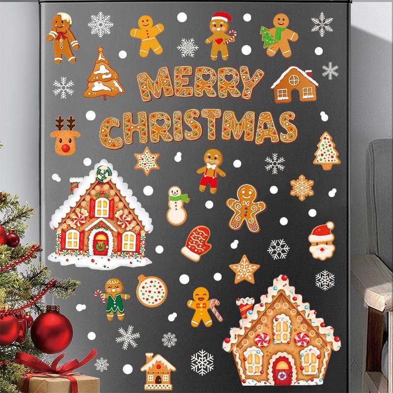 Christmas glass window decoration sticker static sticker cartoon snowflake refrigerator sticker window sticker