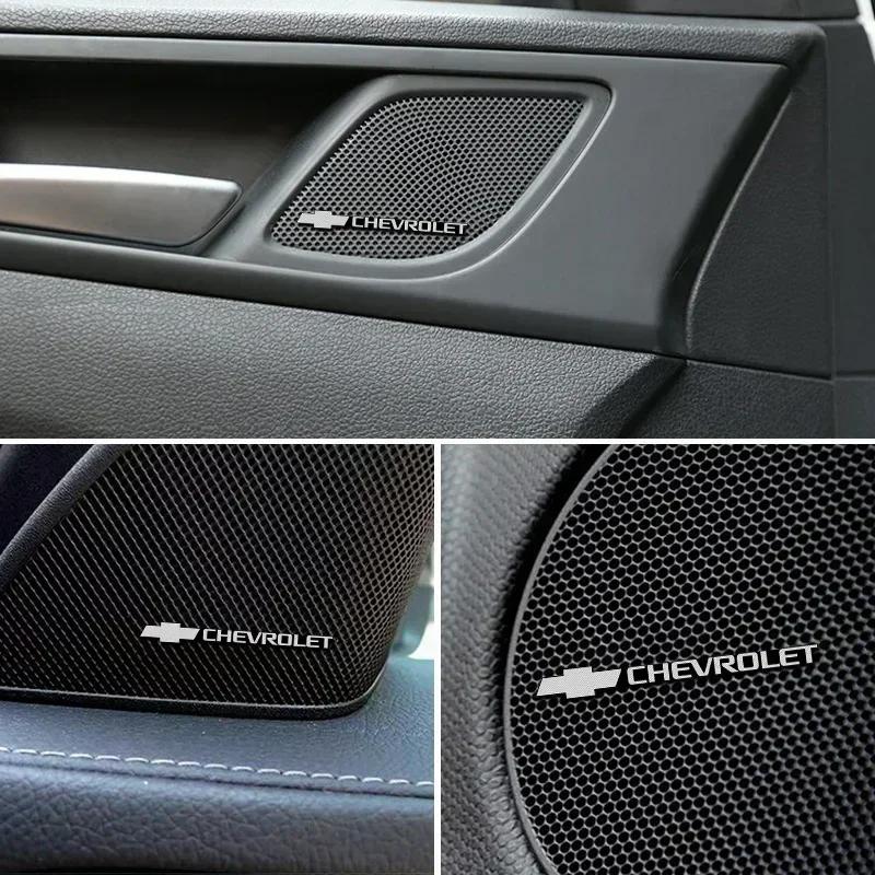 AABHC1 4pcs Alloy Car Stereo Sound Audio Sticker for Chevrolet Corvette Cruze Silverado Captive Traverse Spark Equinox Malibu Orlando