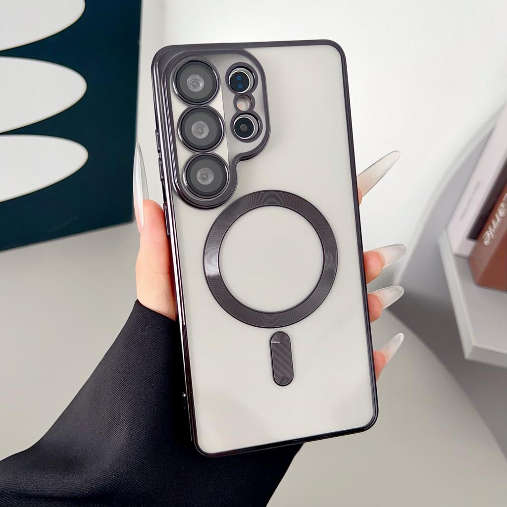 Роскошное прозрачное покрытие для чехла с беспроводной зарядкой Magsafe для Samsung S26 S25 S24 S23 S22 S21 S20 FE Ultra Plus Note20 10 Мягкий чехол