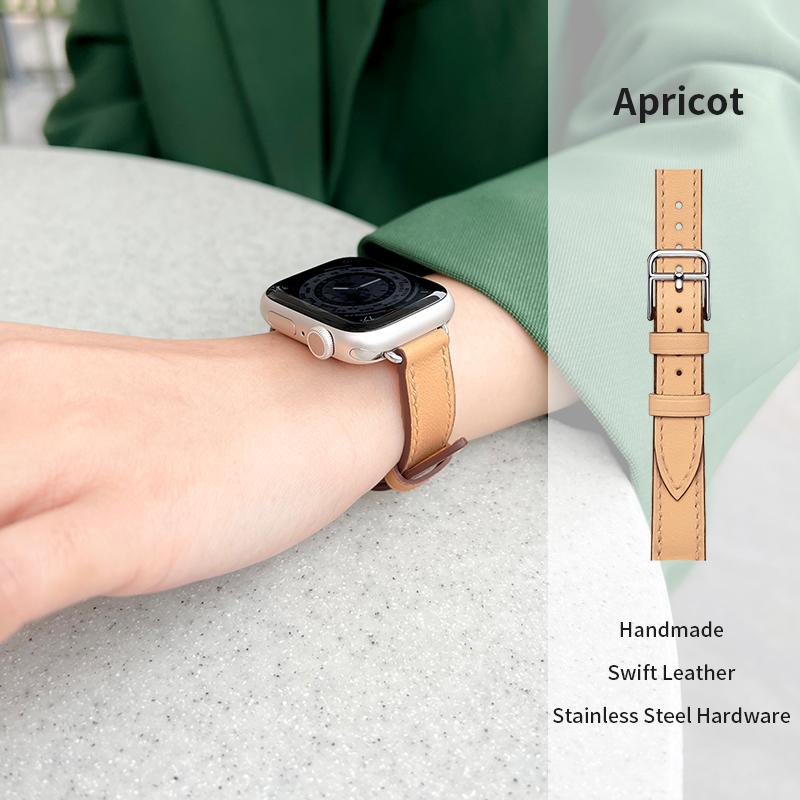 Кожаный ремешок 14 мм для Apple Watch Bands 45 мм 38 мм 49 мм 40 мм 42 мм 41 мм женский браслет для умных часов iWatch All Series