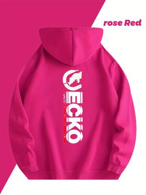 Модная спортивная толстовка Универсальная повседневная с капюшоном на шнурке Принт ECKO Топ с передним карманом-кенгуру Подарок-сюрприз Мужчины