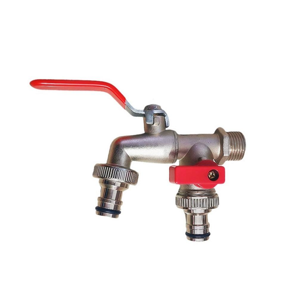 Zinc Zinc Zinc Alloy Double Head Water Faucet 1 Inlet 2 Outlet Dual Outlet Faucet Washing Machine
