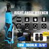 18V 3/8" 100N.m Rechargeable Scaffolding Right Angle Wrench with 2 Battery Charger Power Tool 18V Electric Wrench Cordless Ratchet