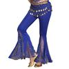Belly Dance Lace Floral Side Fork Belly Dance Slimming Arab Tribal Coin Yoga Pilates Zunba Party Sequin Lace Fish Pants [Getrays] Women's Pants,