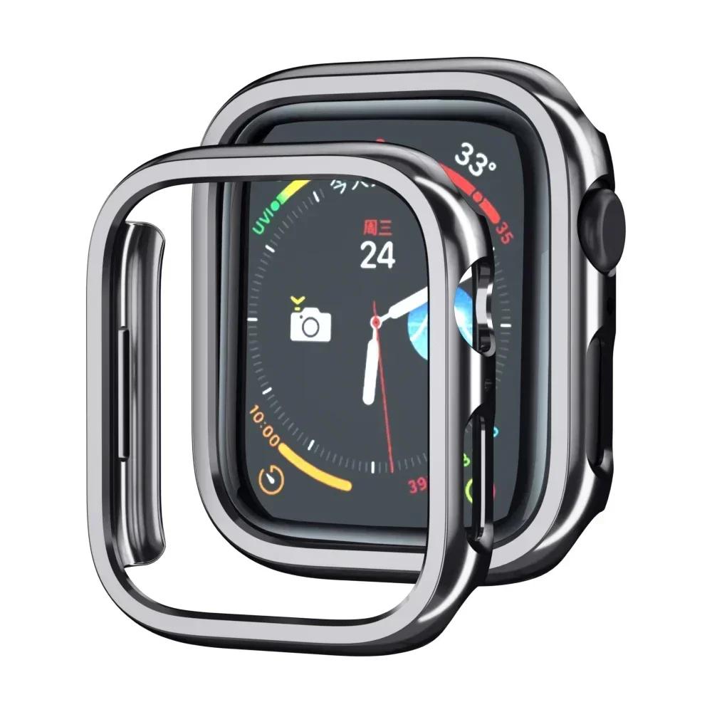 Чехол для ПК для Apple Watch 45 мм 41 мм 38 мм 42 мм 40 мм 44 мм Гальванизированная скелетная крышка Жесткий чехол Рамка для iWatch 10 9 SE 8 7 6 5 4 3 2 1