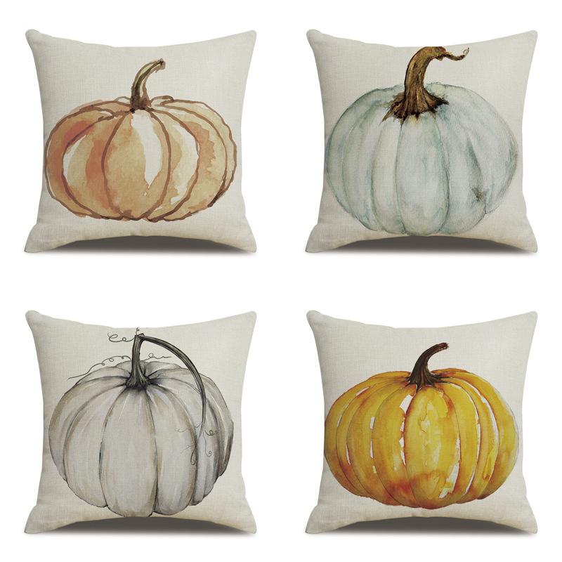 Подушка из льна на День благодарения, осенняя наволочка с принтом тыквы