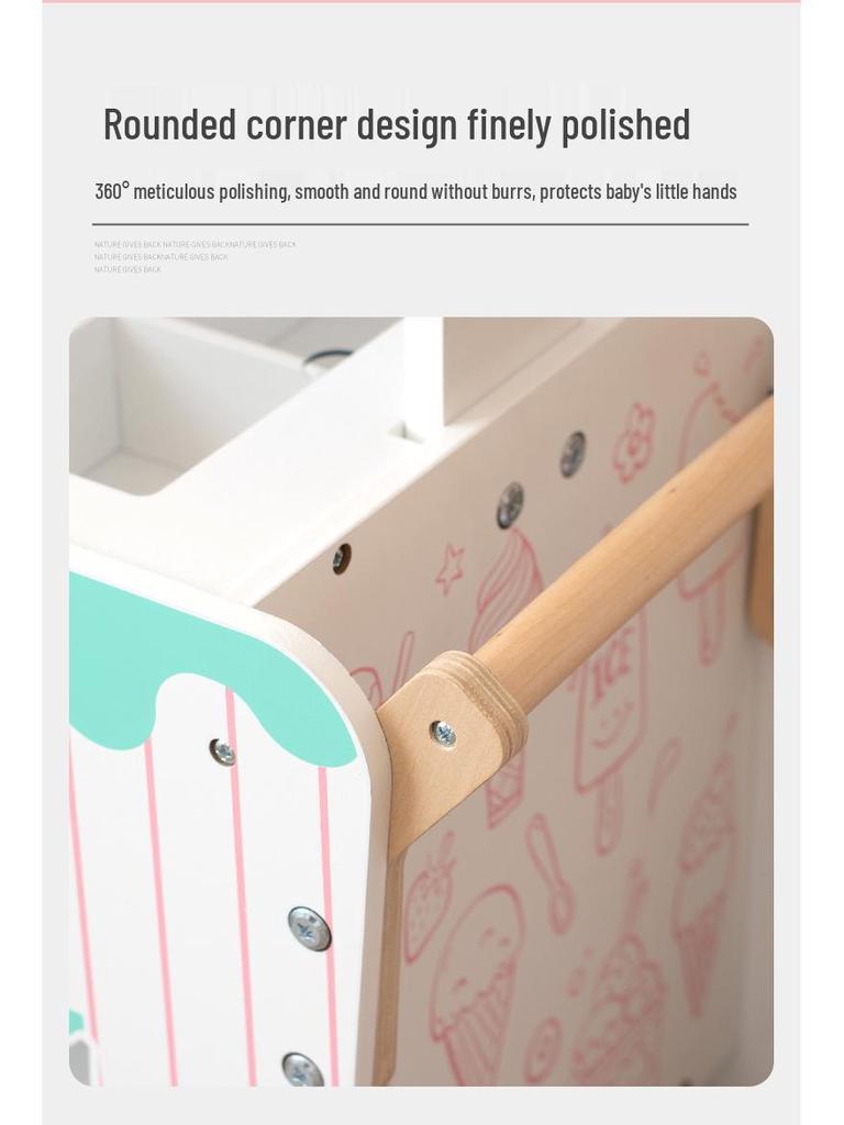 Деревянная тележка для мороженого: Развивающая игрушка для ролевых игр для детского взаимодействия с родителями и обмена