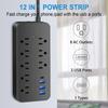 Power Strip 10A 110V 220V EU Plug Multitap Electrical Socket Extension Cord 2000W with USB Type-C Cable Table Socket