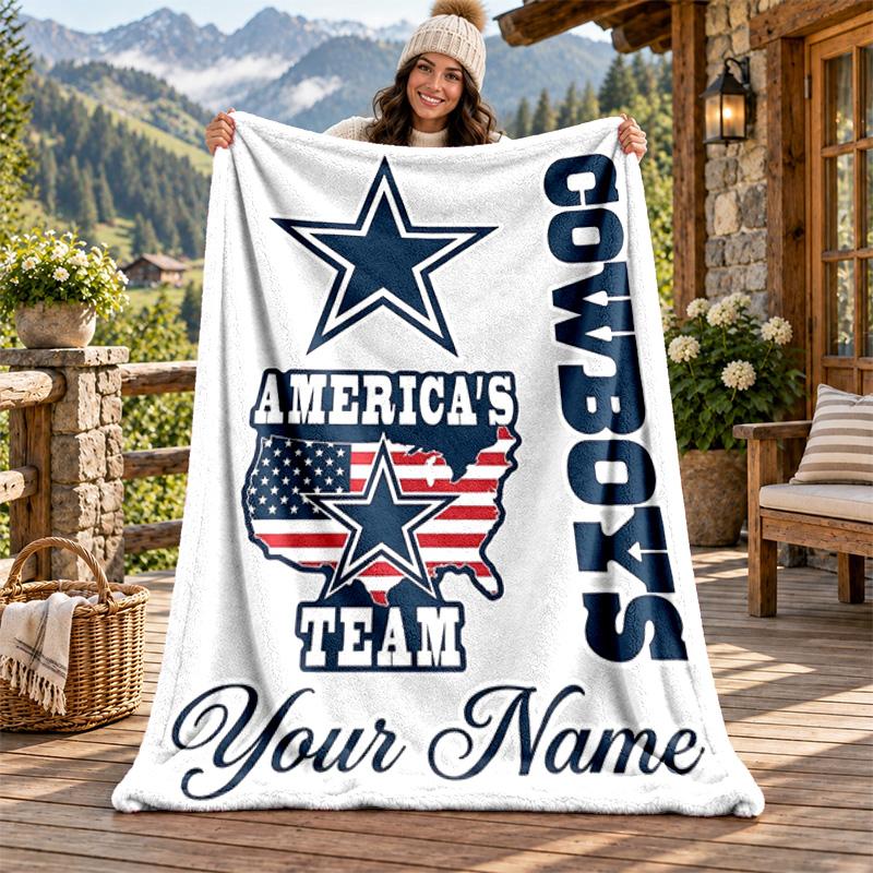 Фланелевое одеяло Dallas Cowboys с индивидуальным именем, персонализированное, мягкое, теплое, плюшевое покрывало, индивидуальный подарок для семьи и друзей
