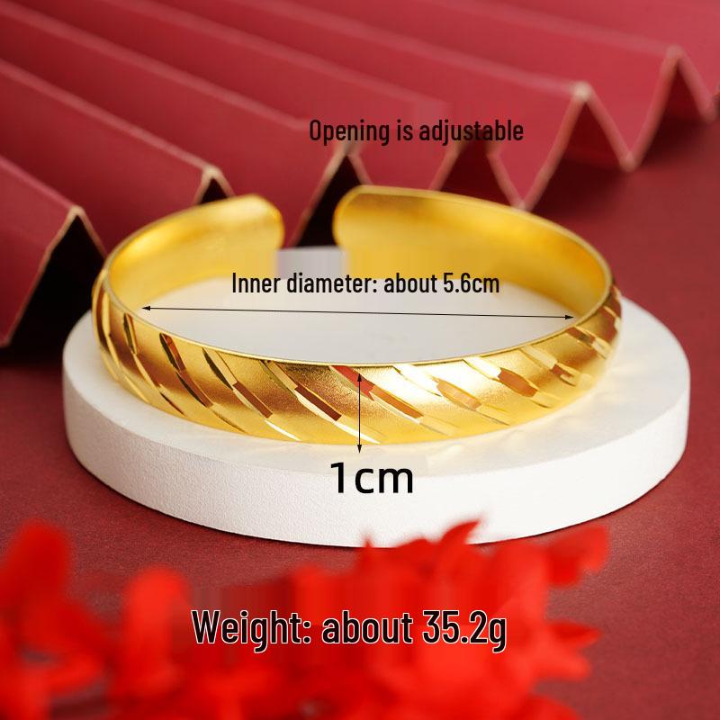 Вьетнамский браслет-манжета из песочного золота с текстом Сердечной сутры: Долговечный браслет из звездного латунного сплава для женщин.