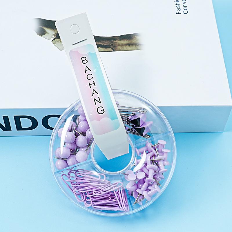 Набор скрепок для бумаги «Макарон», набор для ногтей «Глобус», цветные зажимы для переплета, офисный набор