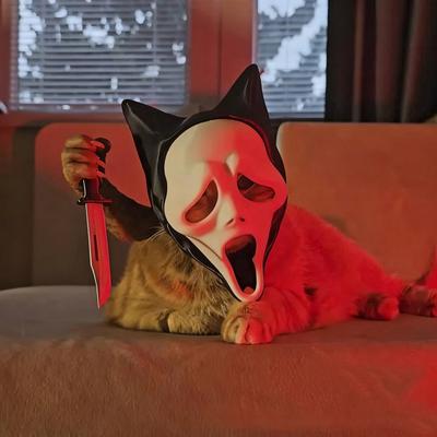 Жуткая маска кошки Домашние животные Кричащий призрак Маска для косплея Жуткий призрак кошки