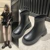 Модные новые горячие продажи женских туфель на молнии женские сапоги осенние с круглым носком однотонные короткие бочонки на платформе водонепроницаемые модные голые сапоги