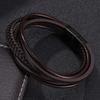 Vintage Men Jewelry Brown Multilayer Leather Bracelets & Bangles Black Buckle Fashion Women Jewelry Gift