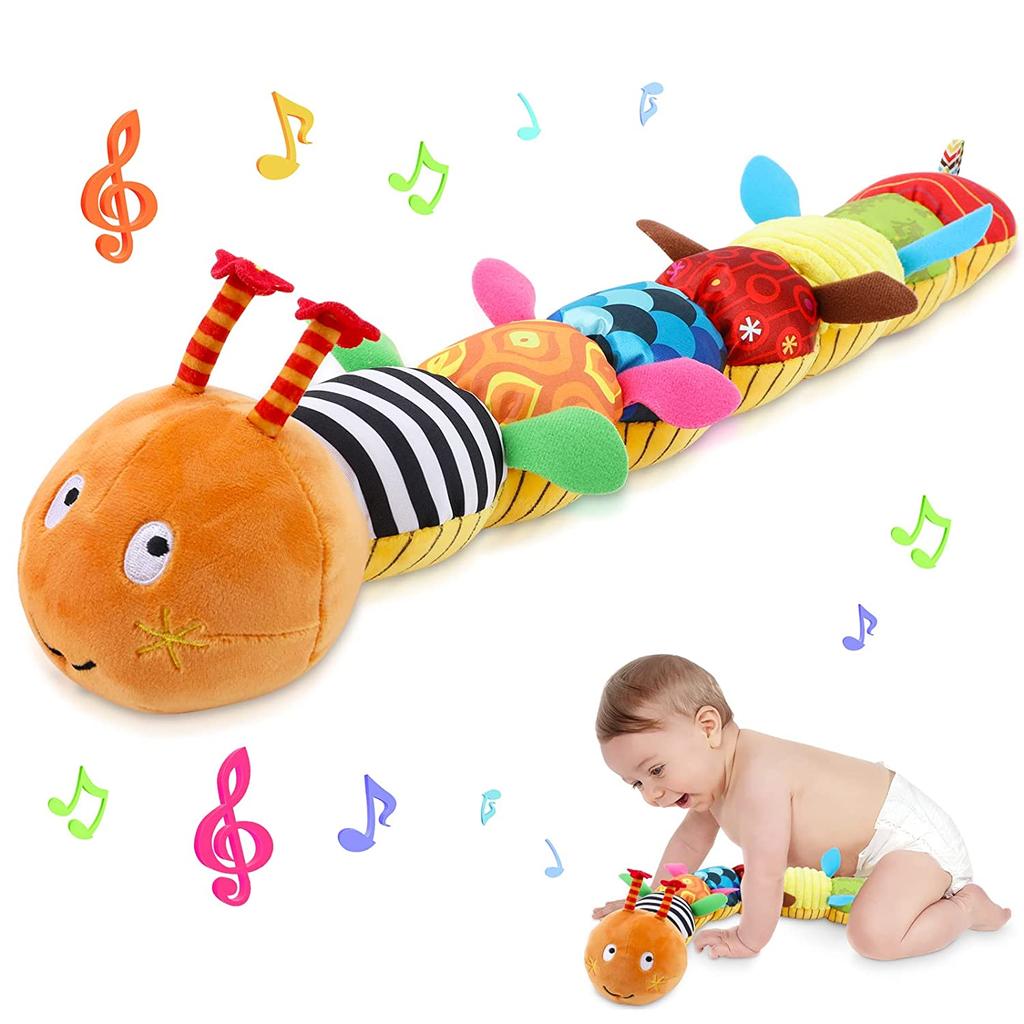 Musical Caterpillar Stuffed Animal Toys Infant Soft Plush Toy with Multi-Sensory Crinkle,Rattle & Textures for Babies 0-12 Months Newborn Children