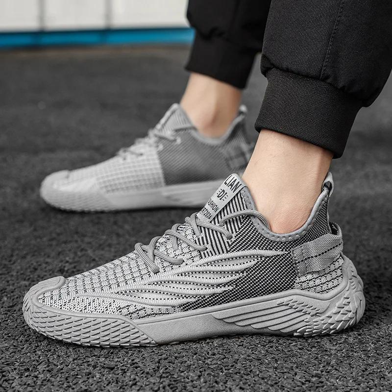Мода 2025 Осень Повседневная Ходьба Бег Сетчатые Дышащие Плоская Подошва Вязаная Обувь Спортивная Мужская Обувь Большие Размеры Zapatillas Hombre