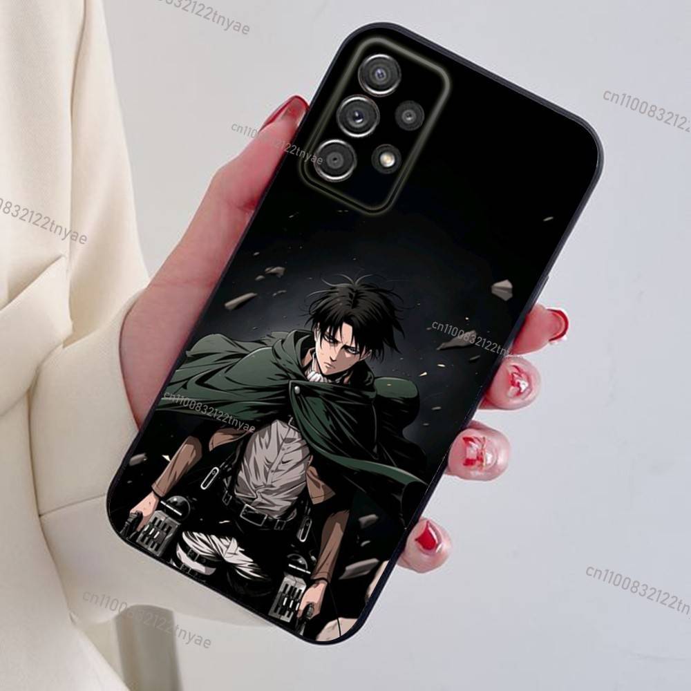 Levi Ackerman Attack on Titan Phone Case For Samsung S24,21,22,23,30,Ultra,20,Plus,Note,10,9,Black soft silicone case