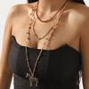 Pony Vintage Enamel Necklace Double-layer Beaded Chain Choker Bohemian Collarbone Chain  Women