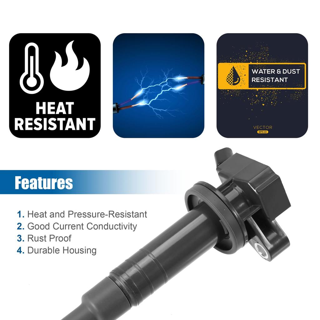 Uxcell Катушки зажигания для автомобиля 90919-02239 90080-19015 UF247 DQ50113 5C1074 Совместимы с Toyoda Corolla Celica Matrix MR2 (4 шт)