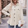 S-XL Women's Cardigan Lapel Corduroy Single-breasted Jacket