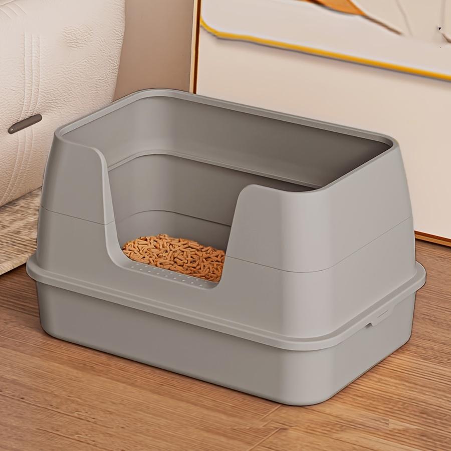 Очень большой ящик для кошачьего туалета с пластиковым совком, ящик для кошачьего туалета с высоким забором, кошачий туалет с легкой очисткой и защитой от брызг, туалет для домашних животных с лопаткой для туалета